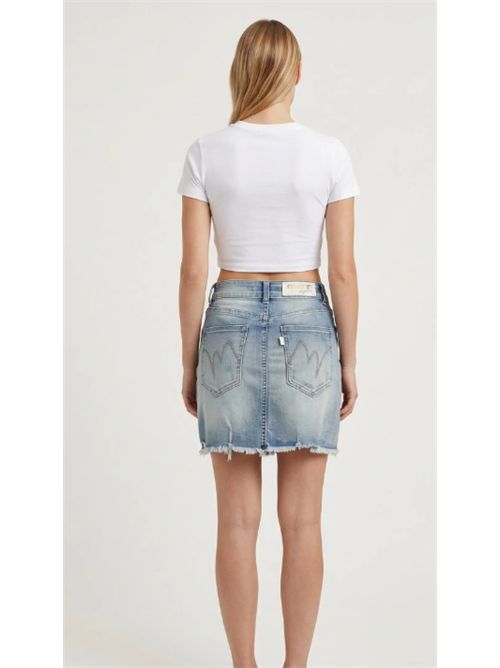 Gonna Denim Chiaro Mini  Vita Media -  Orlo Sfrangiato - Stile Casual Estivo Met Met | M12 T1L955V. UNICA